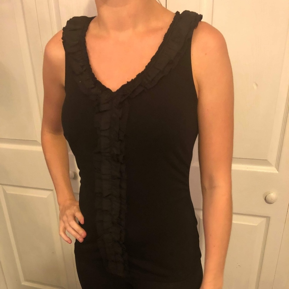 Black Ruffle Tank Top
